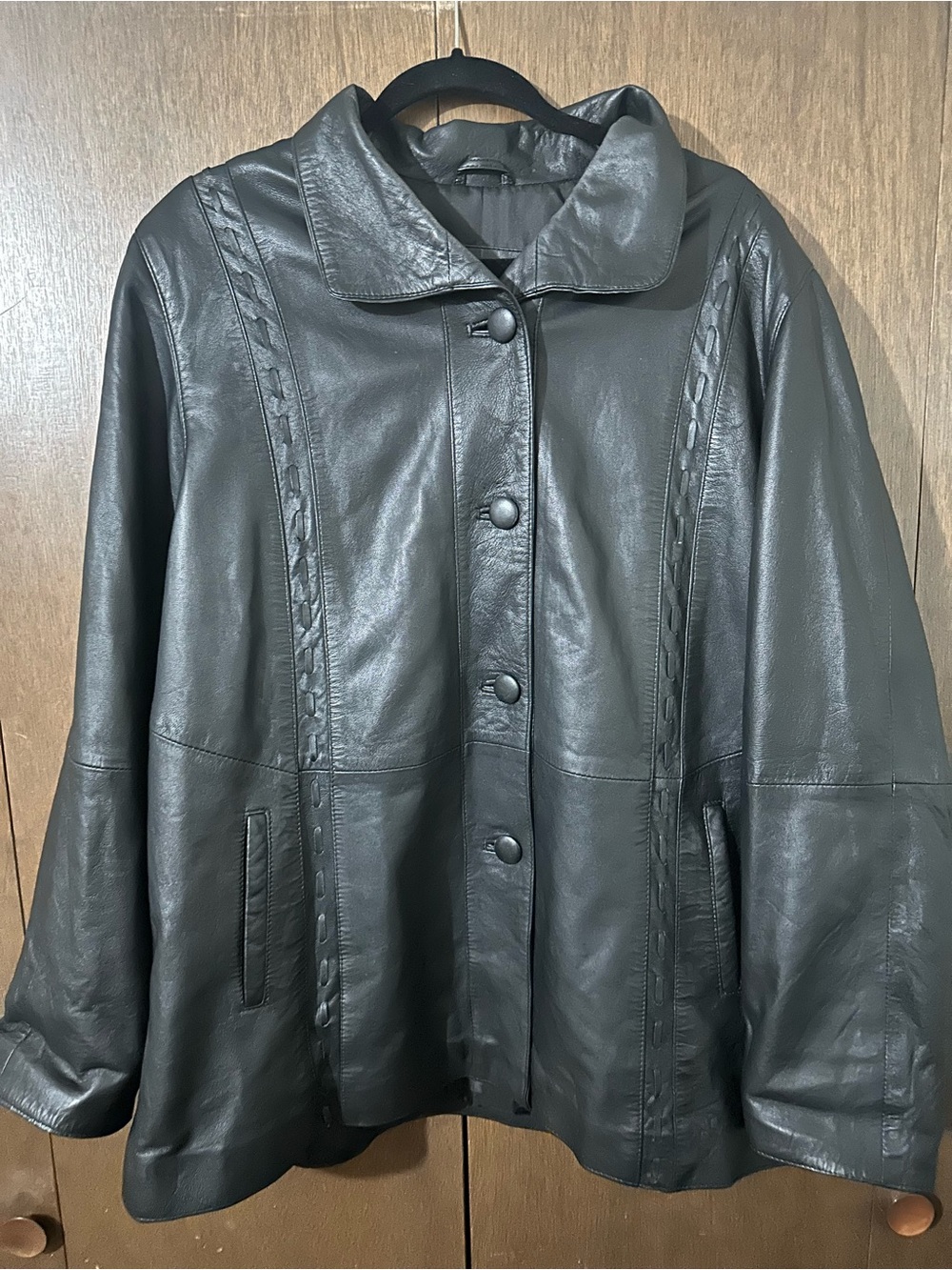 Boutique of Leathers Classic Women's Leather Button-Front Jacket Black Size 16 - Picture 2 of 14